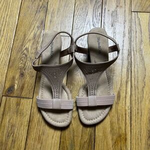 Style & Co Vacanzaap Tan Nude Laser Cut Wedge Sandals Womens 6.5 M